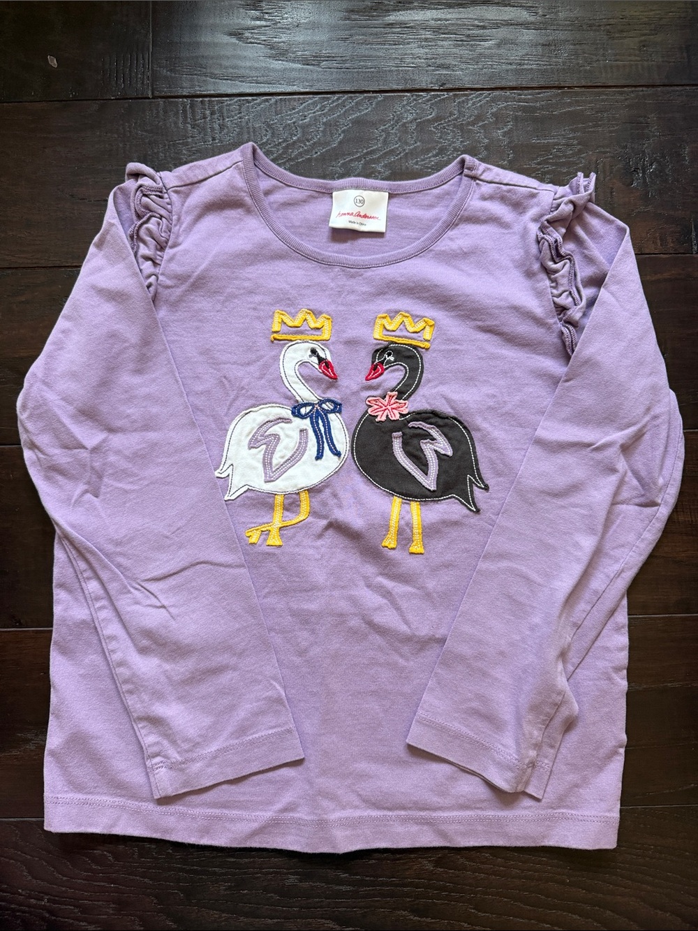 Hanna Andersson Lavender Swan Appliqué Long Sleeve Top - Kids
